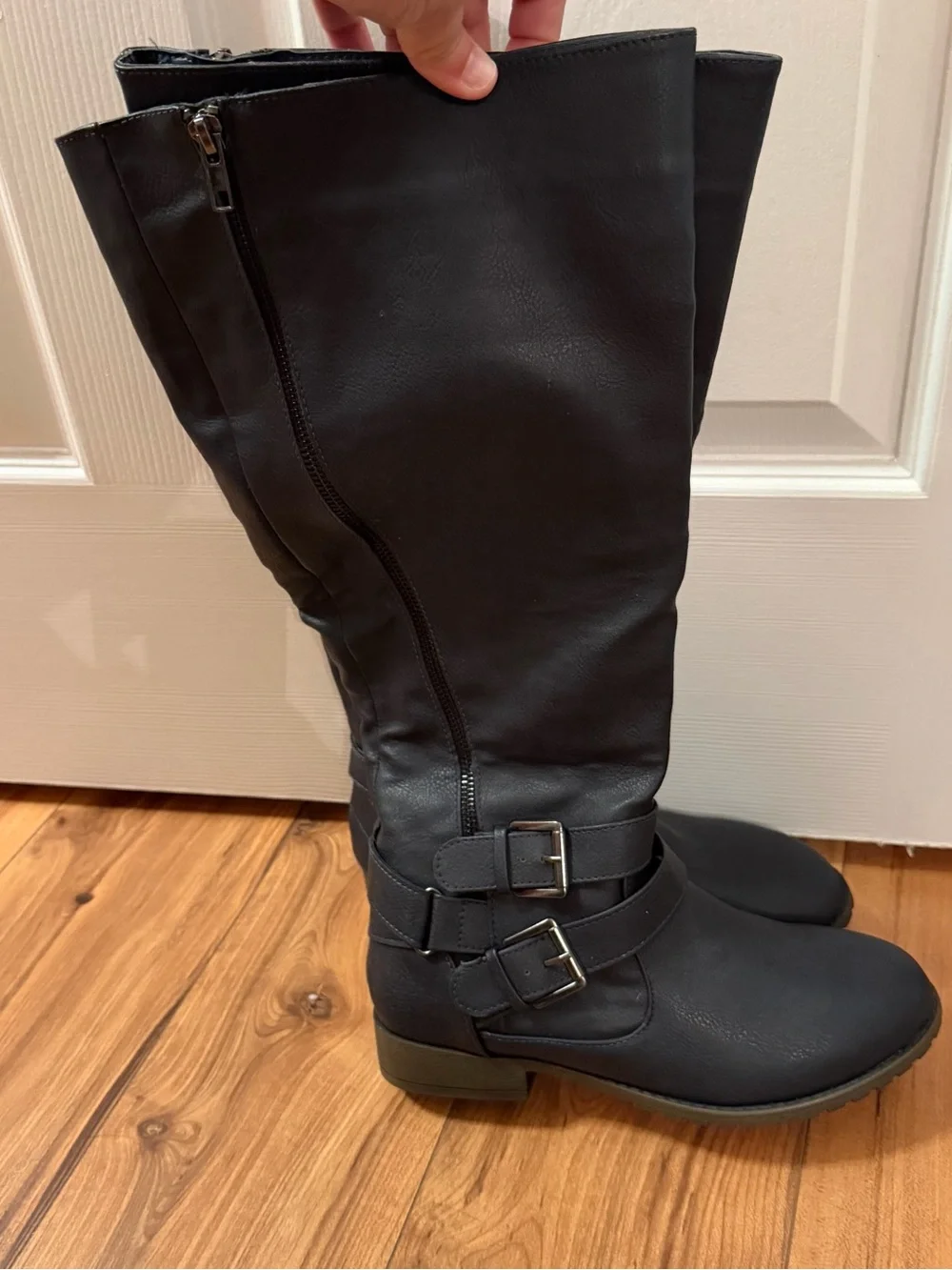Just can Black Over-the-Knee Zip Riding Boots